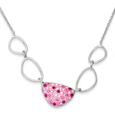 Sterling Silver 925 Necklace with Pink Crystal Triangle Pendant by Sophia Jewelers - 16